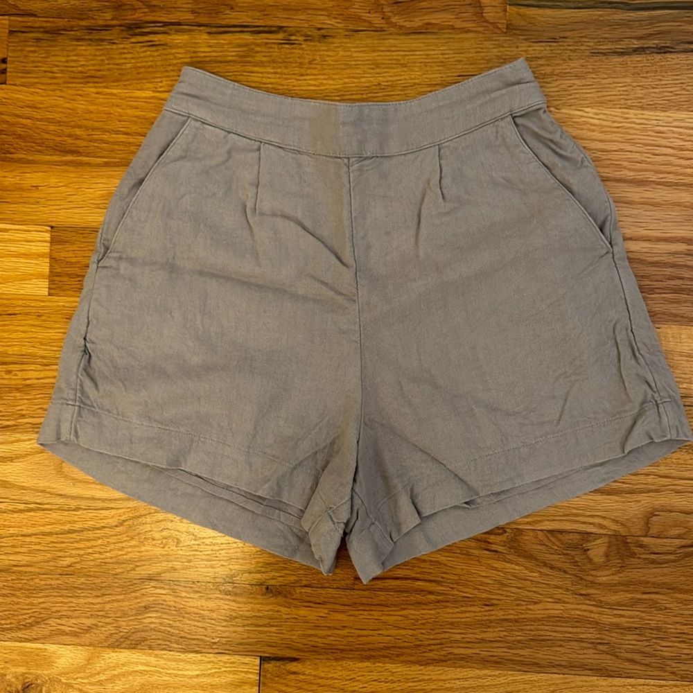 Abercrombie high rise linen blend shorts XS extra small taupe